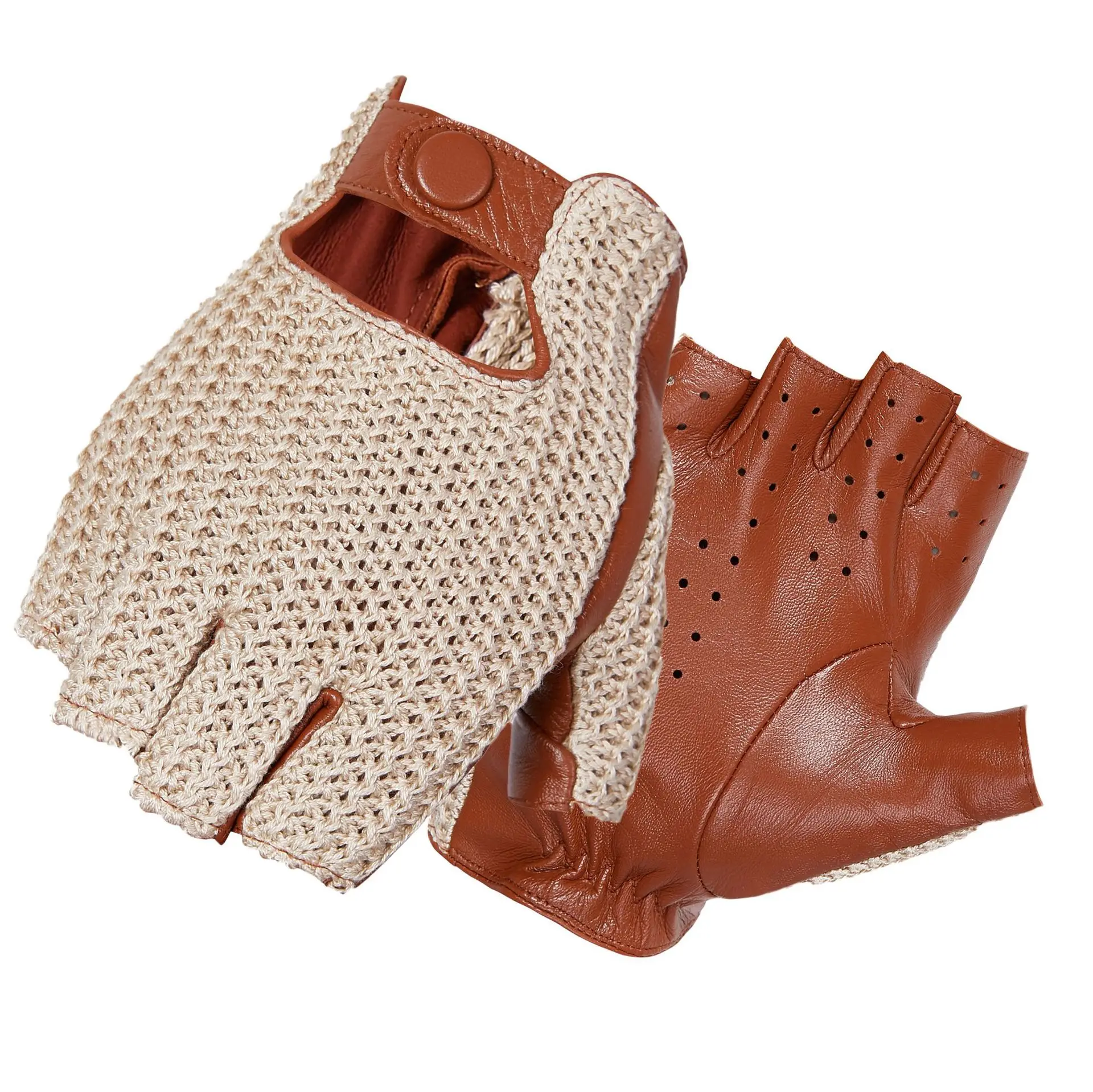 Leather Driving Glove - قفازات قصيرة للرجال من الجلد الطبيعي
