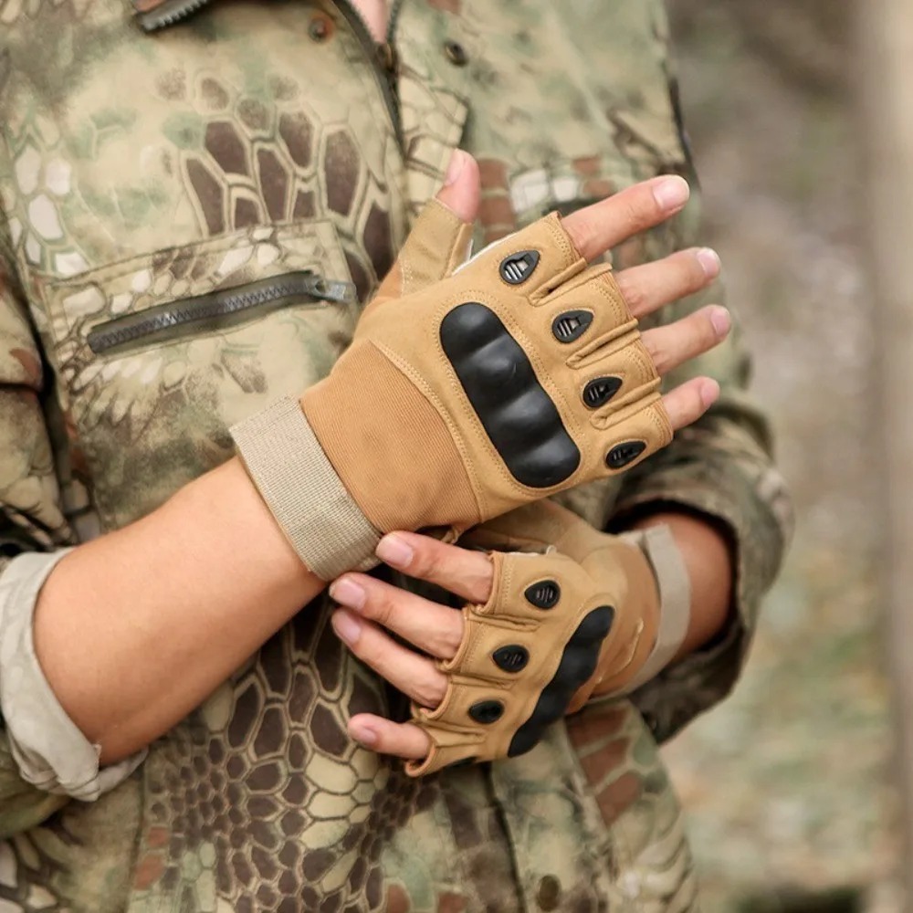 Motorcycle Glove Knuckle - قفازات تكتيكية خارجية كاملة الأصابع مع