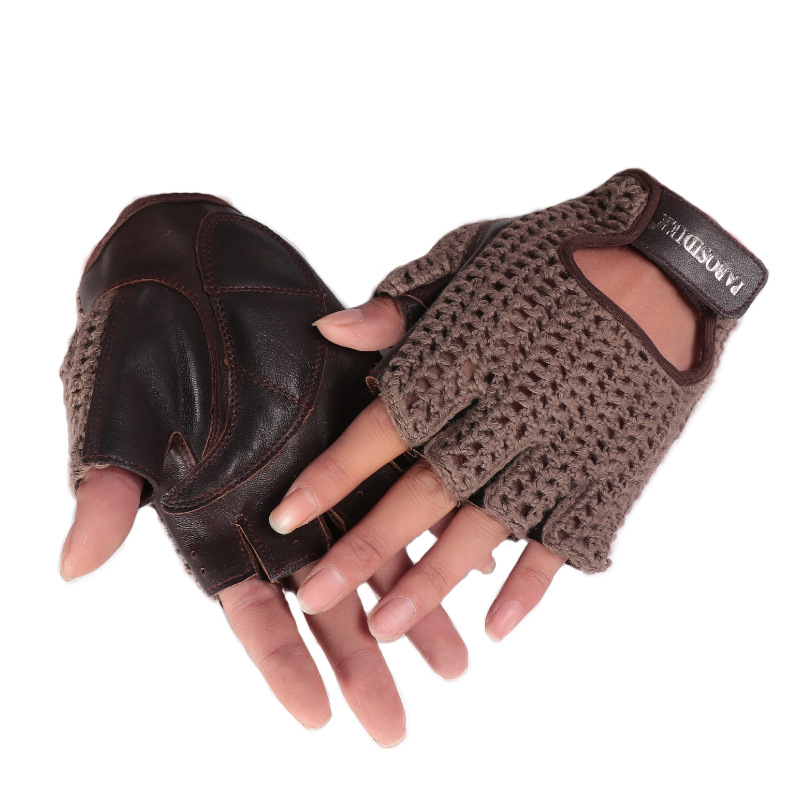 قفازات جلدية نصف إصبع للجنسين  - مراجعة Leather Driving Glove وسعره